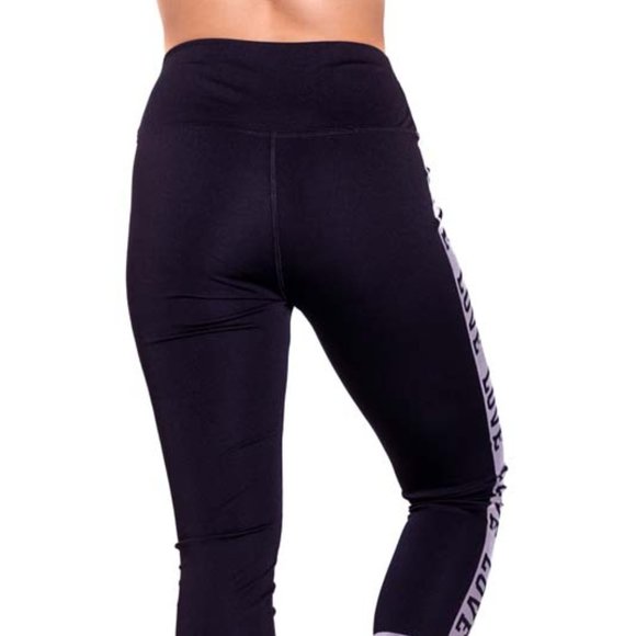 High-Waisted & Love Detailed Leggings with Side Pockets Black & White - Picture 5 of 6